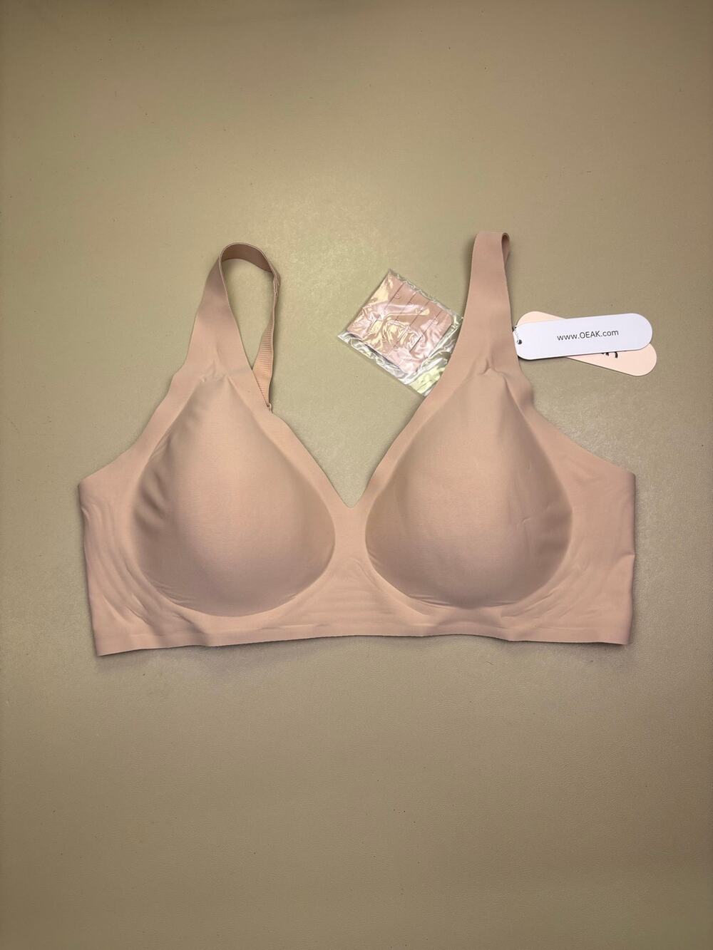 OEAK Wireless Push Up Bra XL Nude Seamless Full Coverage Comfort Bra NIB
